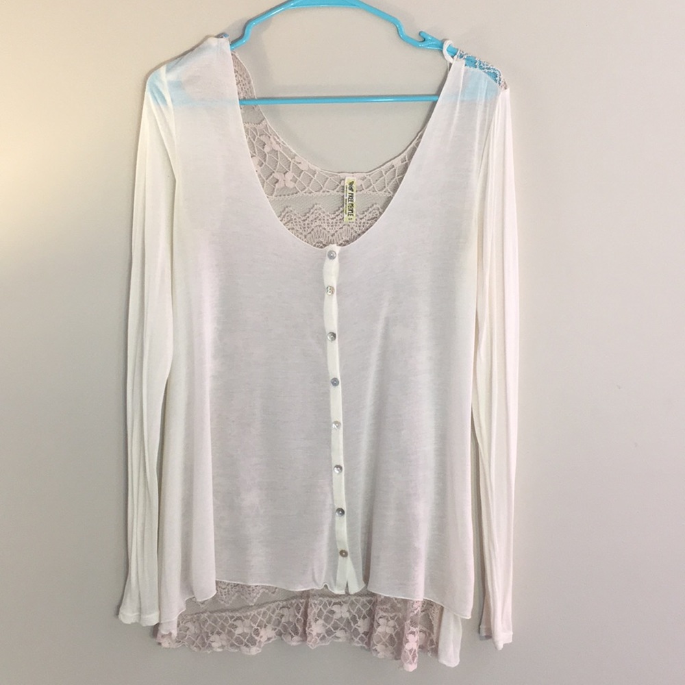 Free People Lace-Back Cardigan